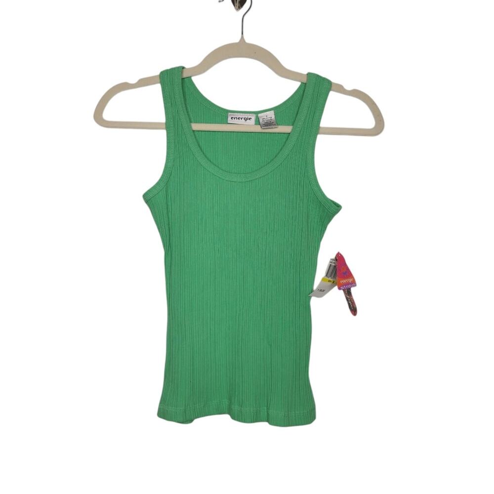 Vintage y2k NWT Energie Green Tank Top Medium Ribbed Stretch Fairy Whimsy